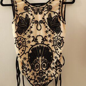 Floral embroidery lace swimsuit